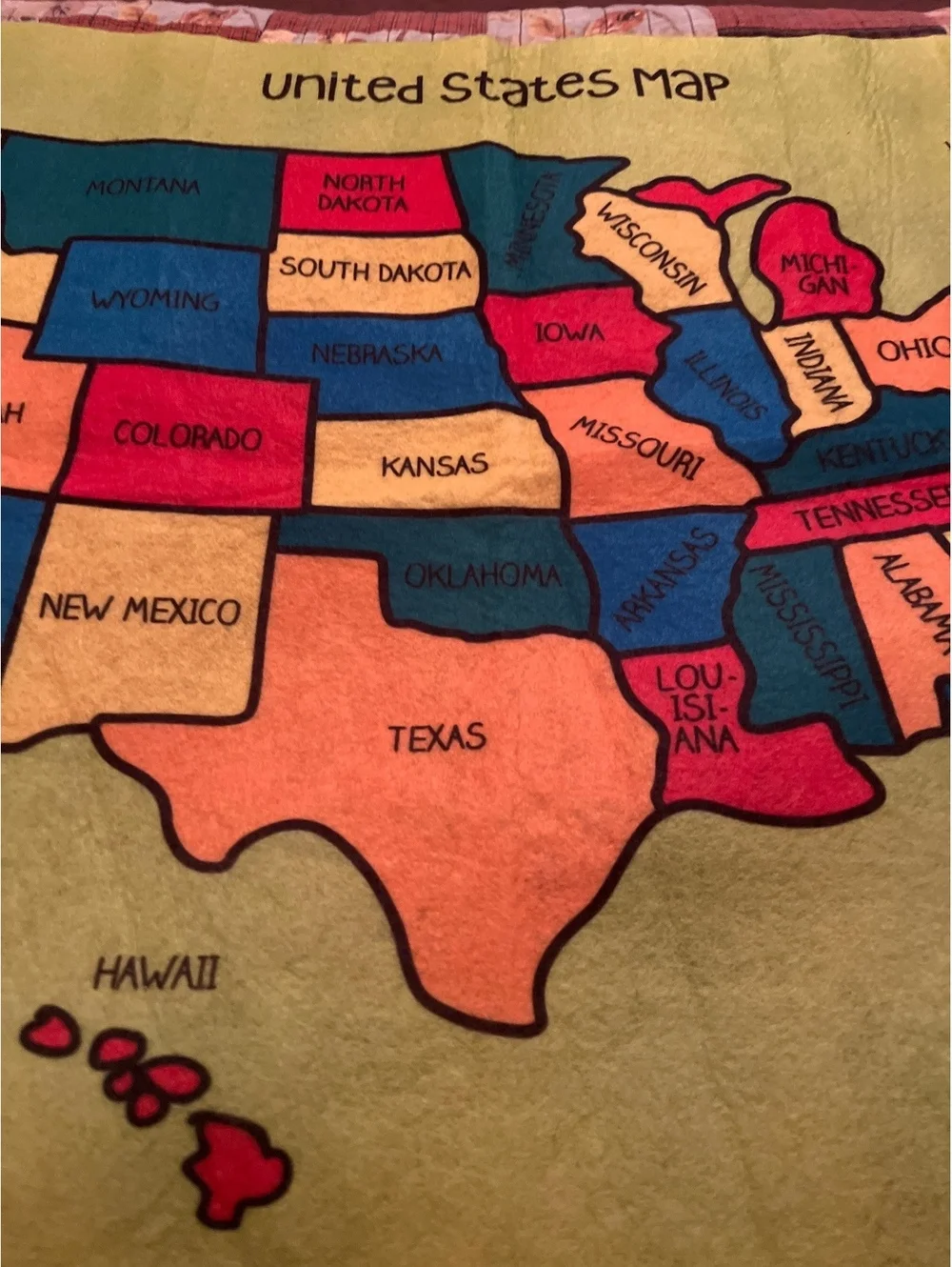 United States Map Educational Blanket